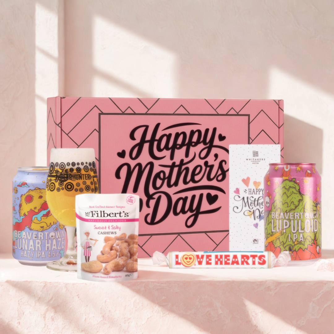 Beavertown Craft Beer Mothers Day Gift Set with Glass, Chocolate &amp; Snacks