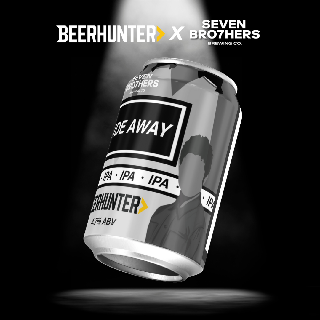 Brian Cannon Designed Seven Bro7hers x Beerhunter Slide Away IPA 4.7% 330ml Gift Set with Glass & Free Oasis Bucket Hat