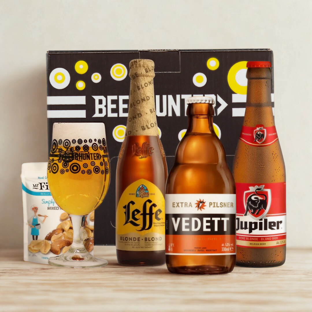 Belgian Beer Gift Set with Branded Glass (3 Pack)