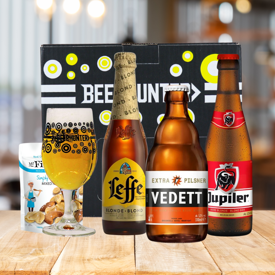 Belgian Beer Gift Set with Branded Glass 3 Pack BEERHUNTER