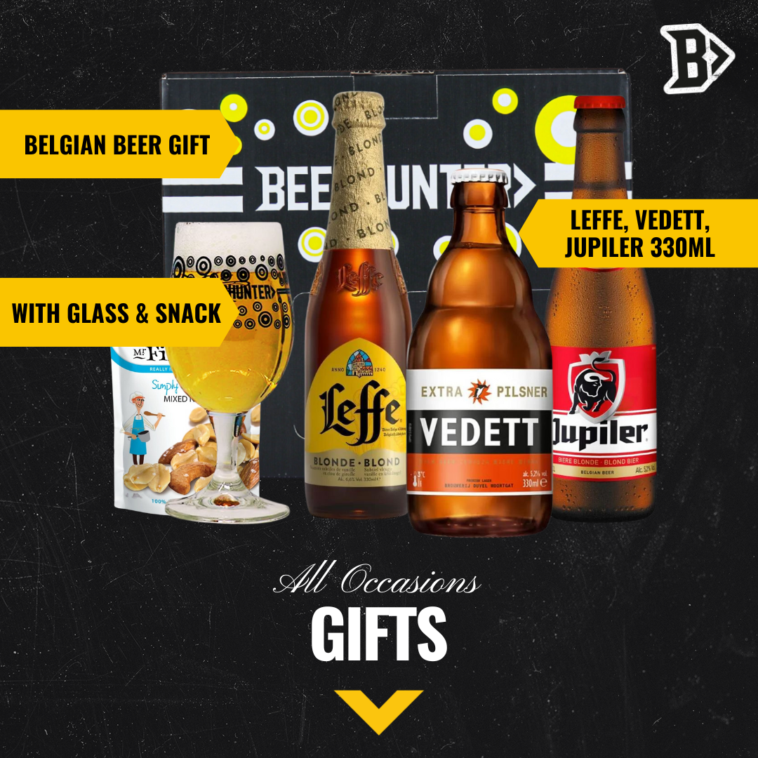 Belgian Beer Gift Set with Branded Glass (3 Pack) - BEERHUNTER