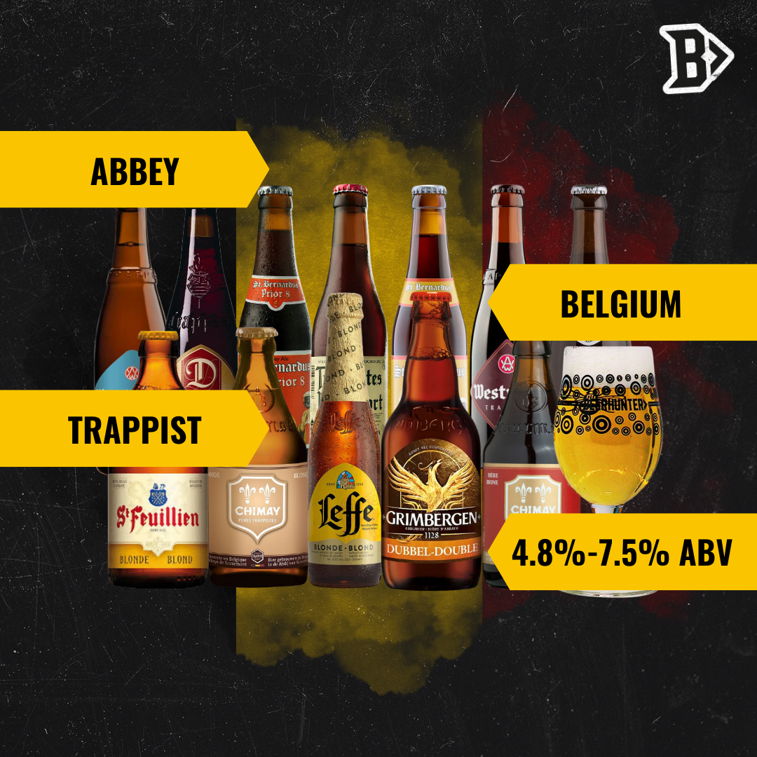 Best of Belgian Trappist and Abbey Beer Mixed Beer Case with Beerhunter Glass (12 Pack)