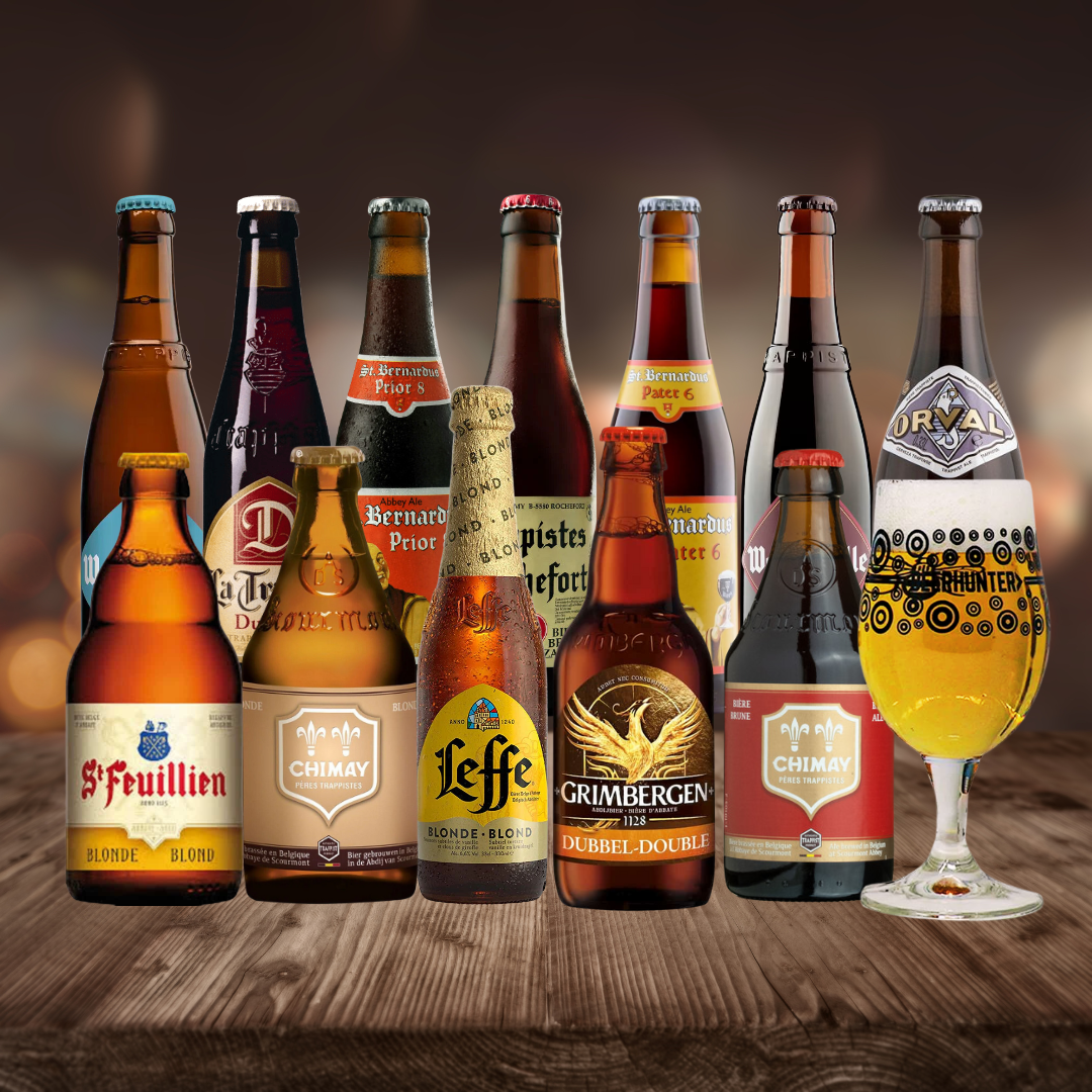 Best of Belgian Trappist and Abbey Beer Mixed Beer Case with Beerhunter Glass (12 Pack)