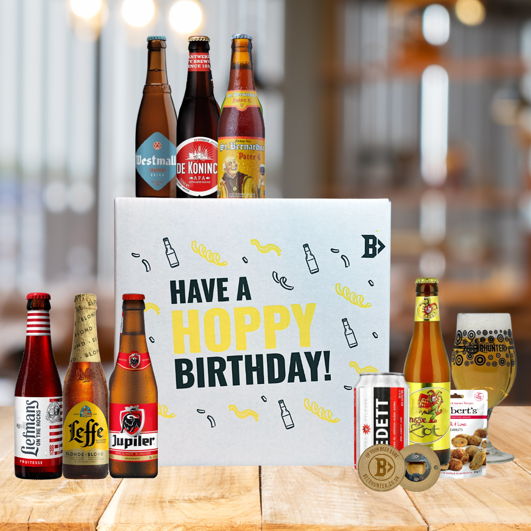 Belgium Beer Hoppy Birthday Gift Box with Glass - (8 Pack)