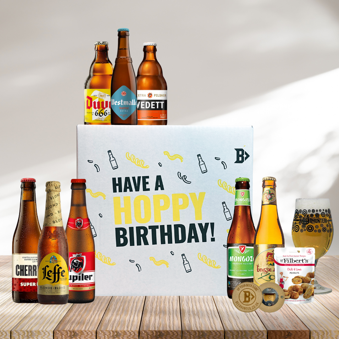 Belgium Beer Hoppy Birthday Gift Box with Glass - (8 Pack)