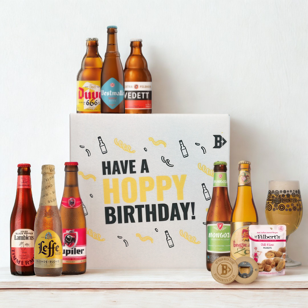 Belgium Beer Hoppy Birthday Gift Box with Glass - (8 Pack)