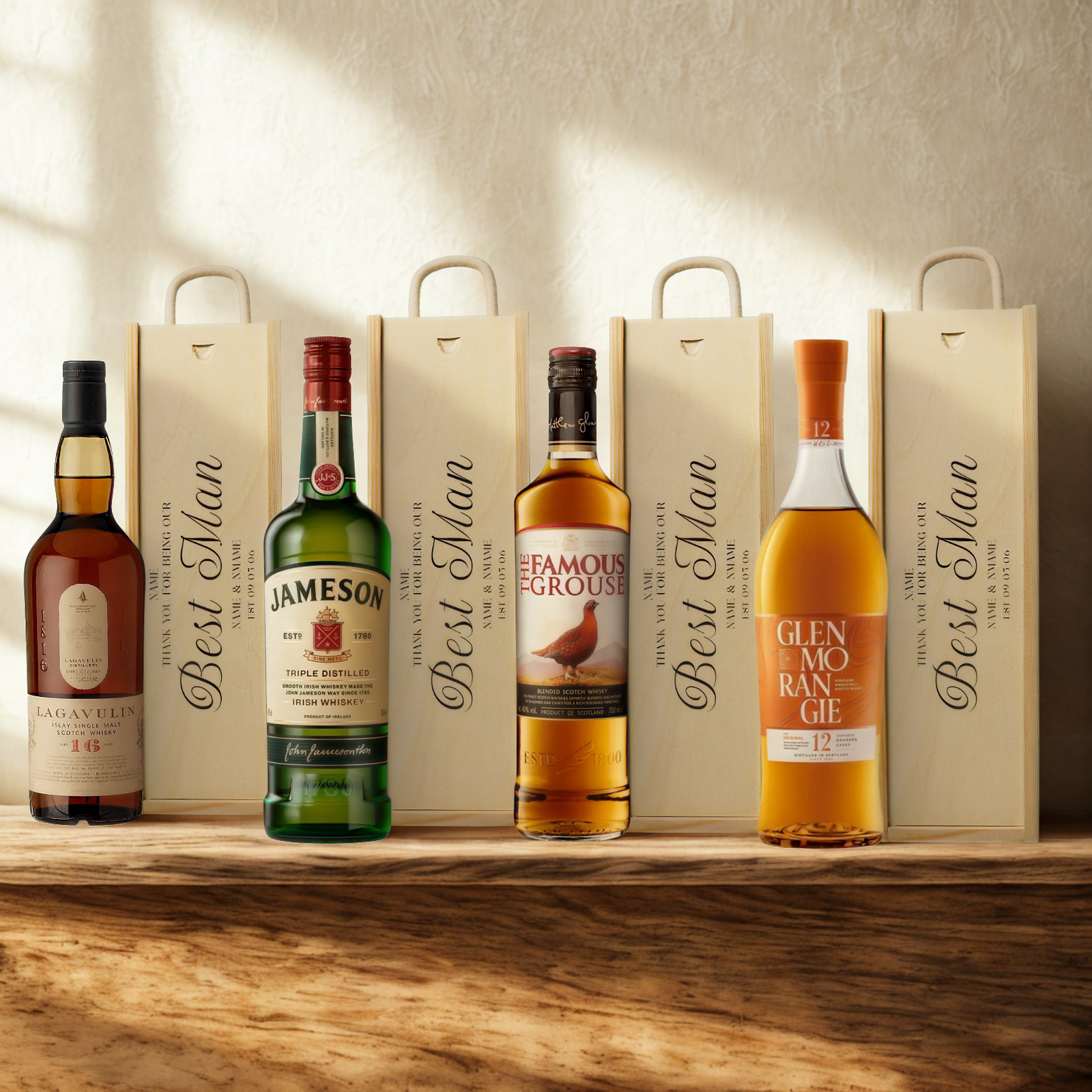 Personalised Best Man Whisky Gift Set with Wooden Presentation Box