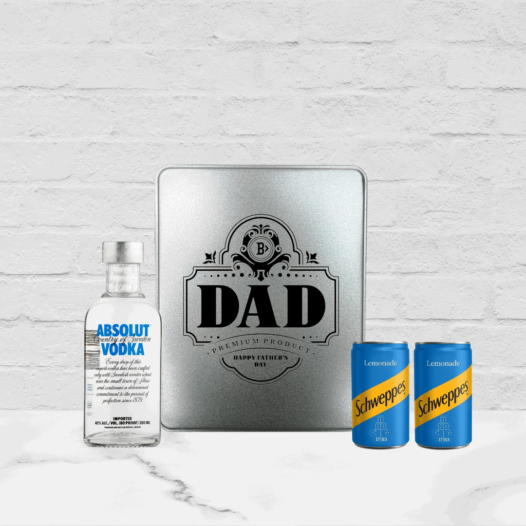 Best Dad Absolut Vodka Tin Gift Set with Lemonade - 20cl - BEERHUNTER