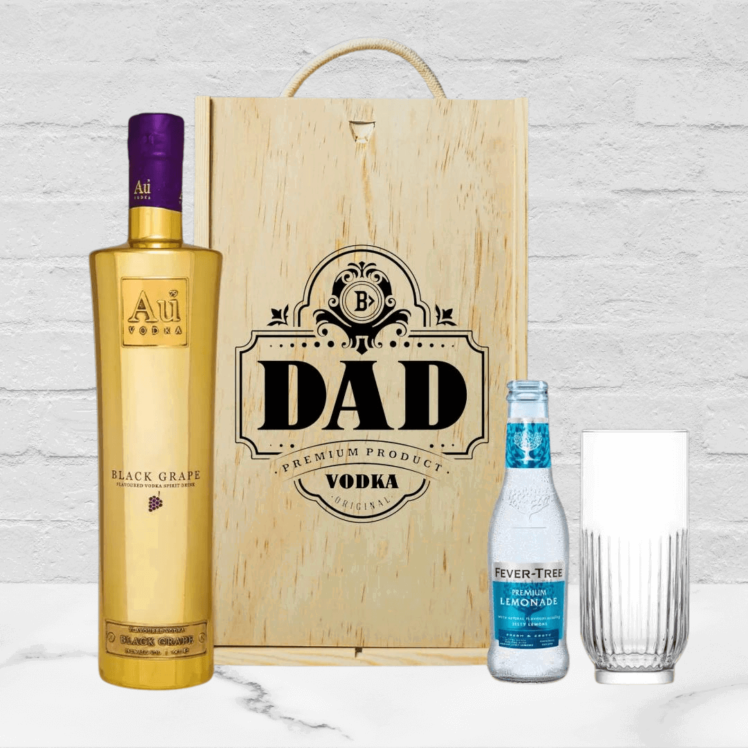 Best Dad Au Black Grape Vodka Gift Set with Glass &amp;amp; Lemonade – 70cl - BEERHUNTER