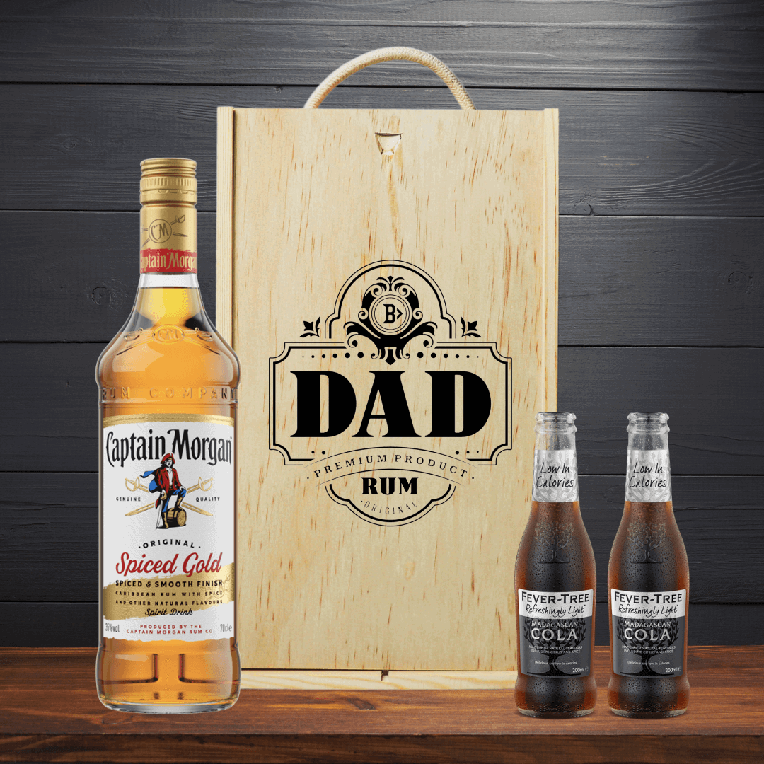 Best Dad Captain Morgans Spiced Rum Gift Set with Fever-Tree Cola - 70cl - BEERHUNTER