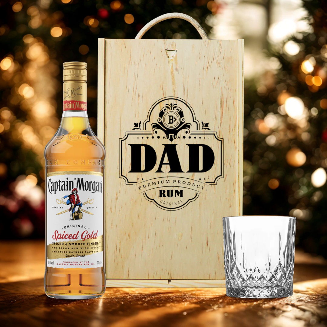 Best Dad Captain Morgans Spiced Rum Gift Set with Glass - 70cl