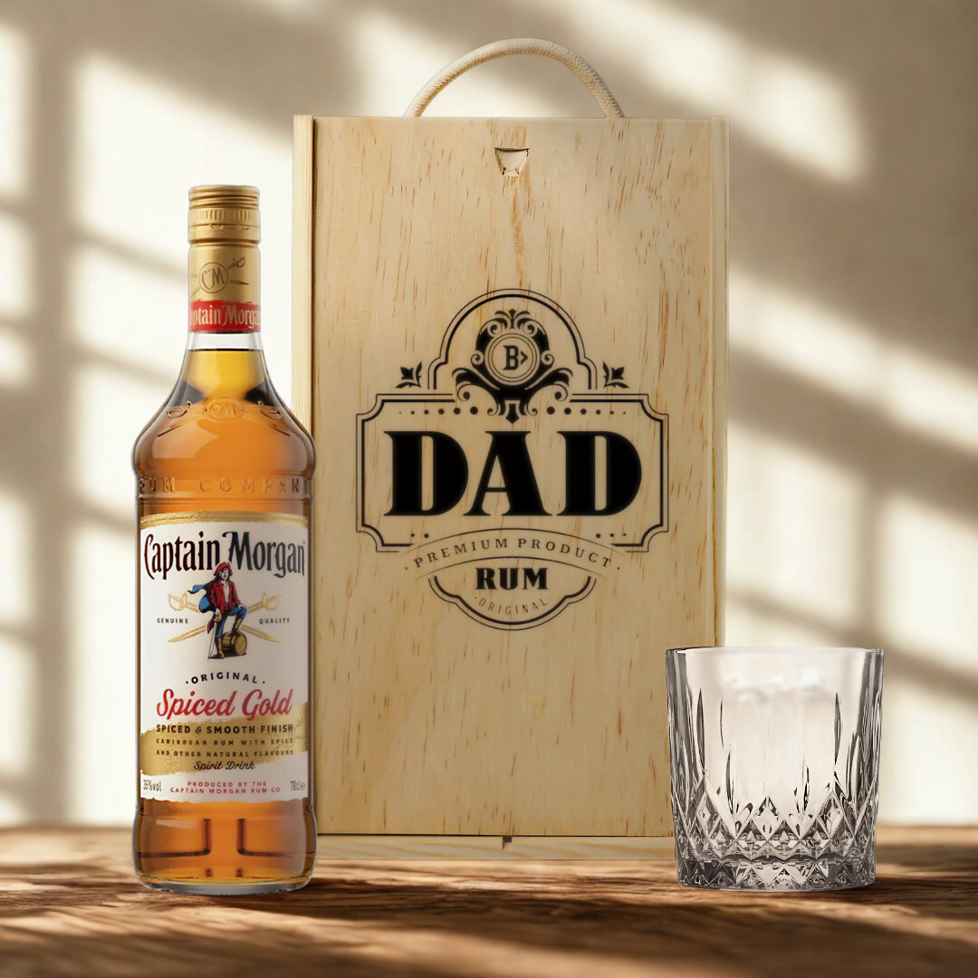 Best Dad Captain Morgans Spiced Rum Gift Set with Glass - 70cl