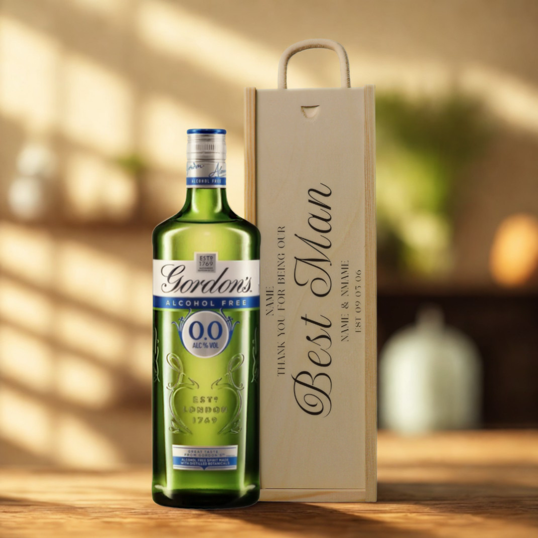 Personalised Best Man Gin Gift Set with Wooden Presentation Box