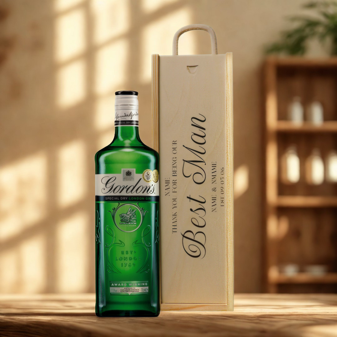 Personalised Best Man Gin Gift Set with Wooden Presentation Box