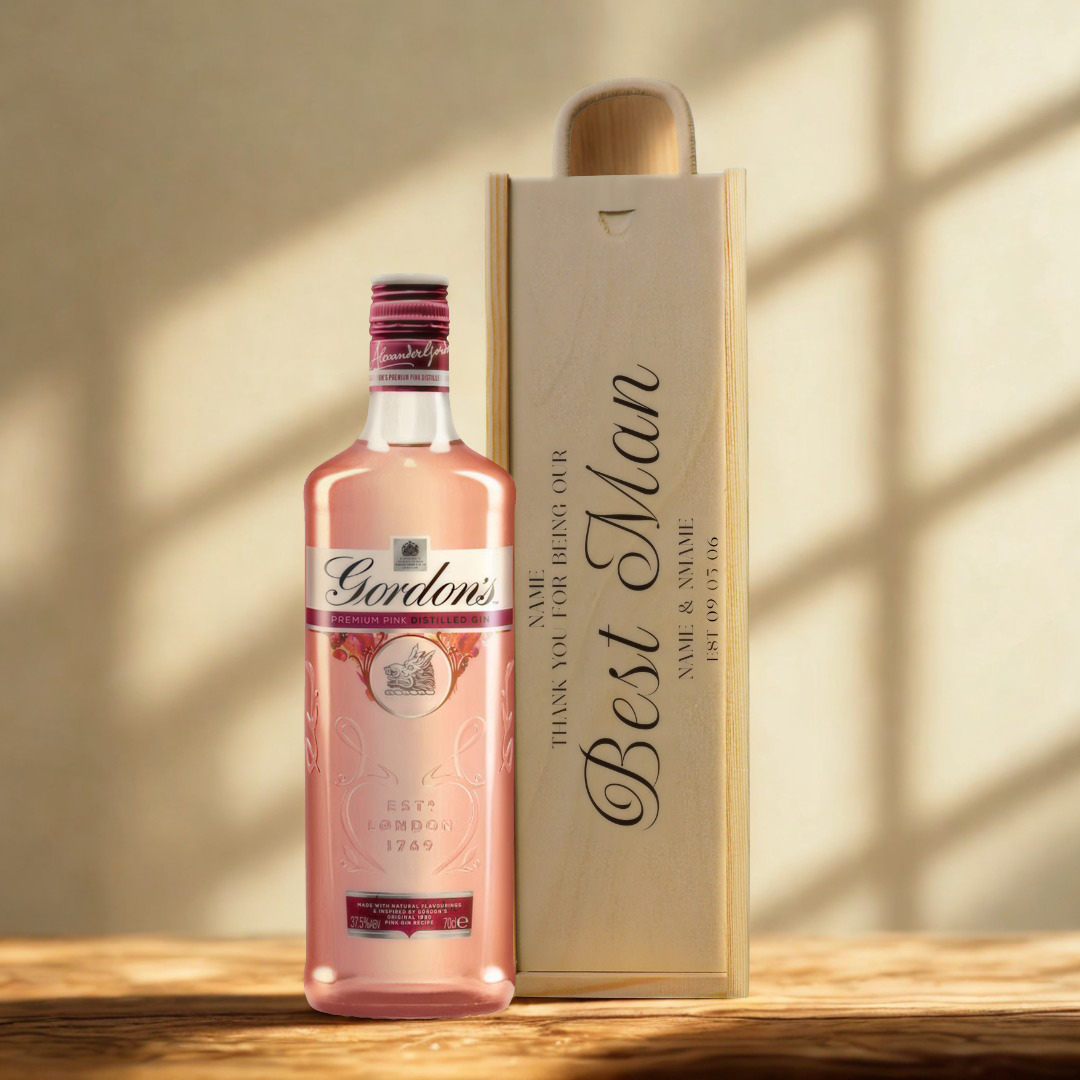 Personalised Best Man Gin Gift Set with Wooden Presentation Box