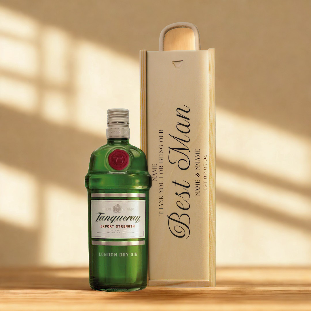 Personalised Best Man Gin Gift Set with Wooden Presentation Box