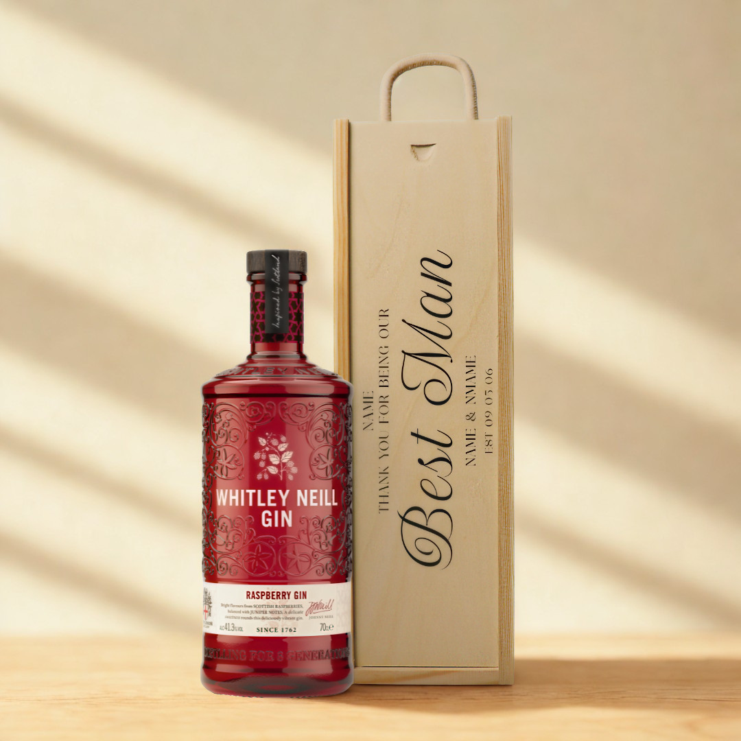 Personalised Best Man Gin Gift Set with Wooden Presentation Box
