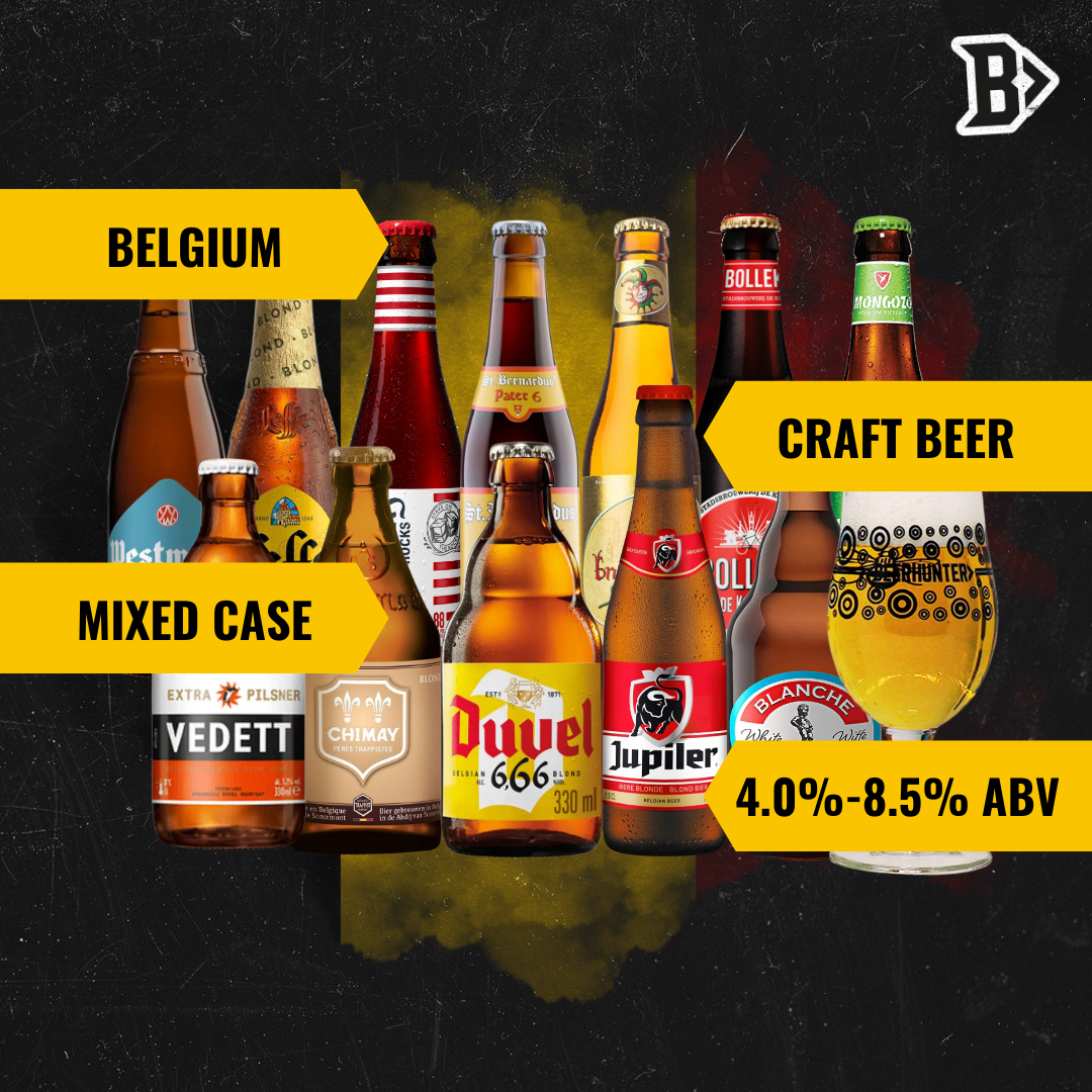 Best of Belgian Craft Beer Mixed Case with Beerhunter Glass (12 Pack) - BEERHUNTER