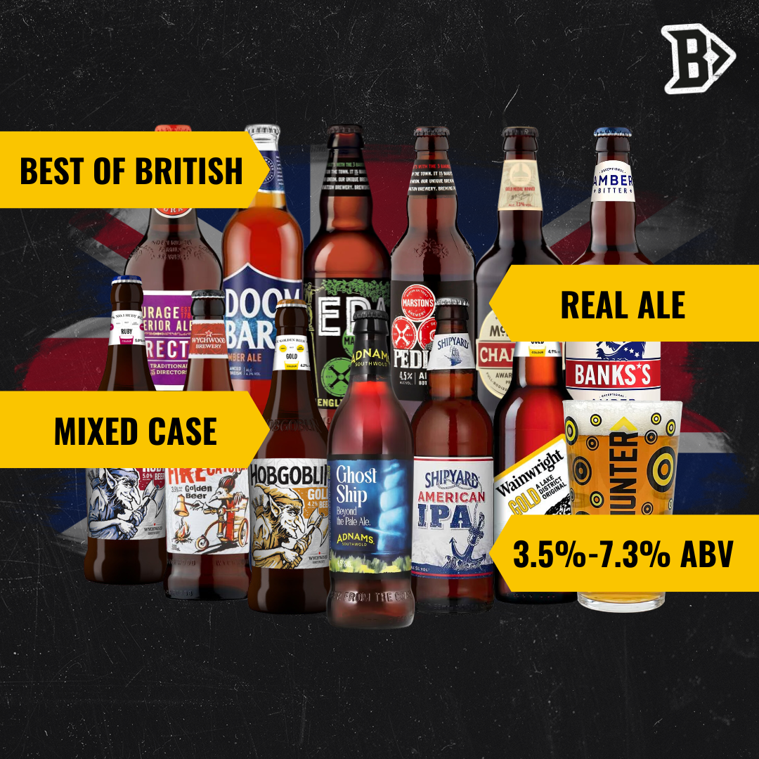 Best of British Ale Mixed Case with Beerhunter Glass (12 Pack)