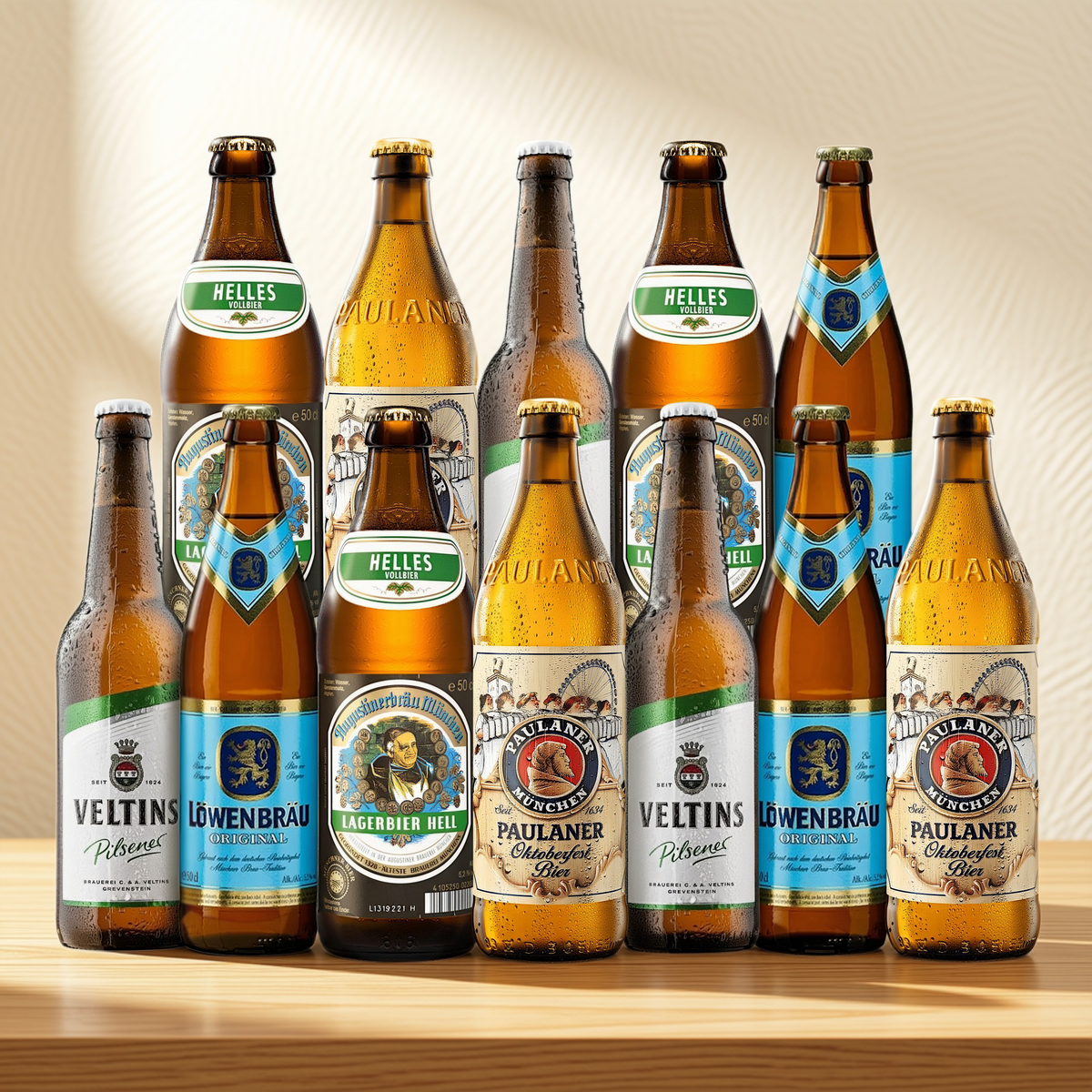 Best of German Breweries Premium Lager Mixed Case 500ml Bottles (12 Pack) – Augustiner, Löwenbräu, Veltins &amp; Paulaner