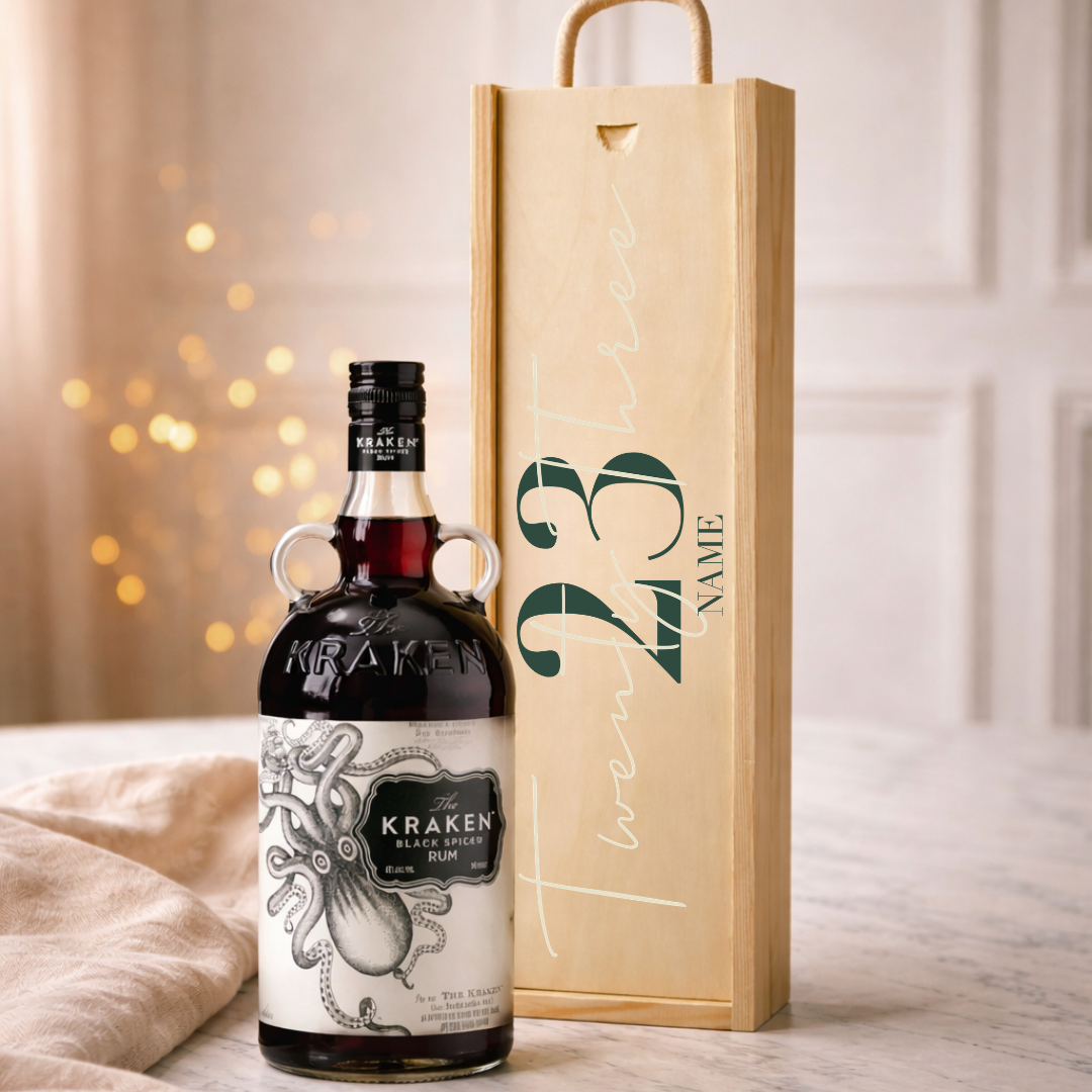 Personalised Kraken Black Spiced Rum Happy Birthday Gift Box - 35cl