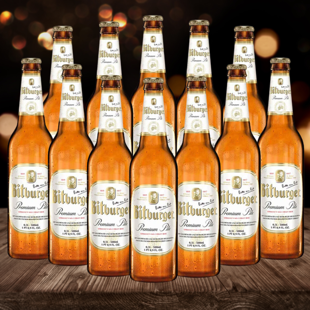 Bitburger Pilsner Premium German Lager 330ml Bottles - 4.8% ABV (12 Pack) - BEERHUNTER