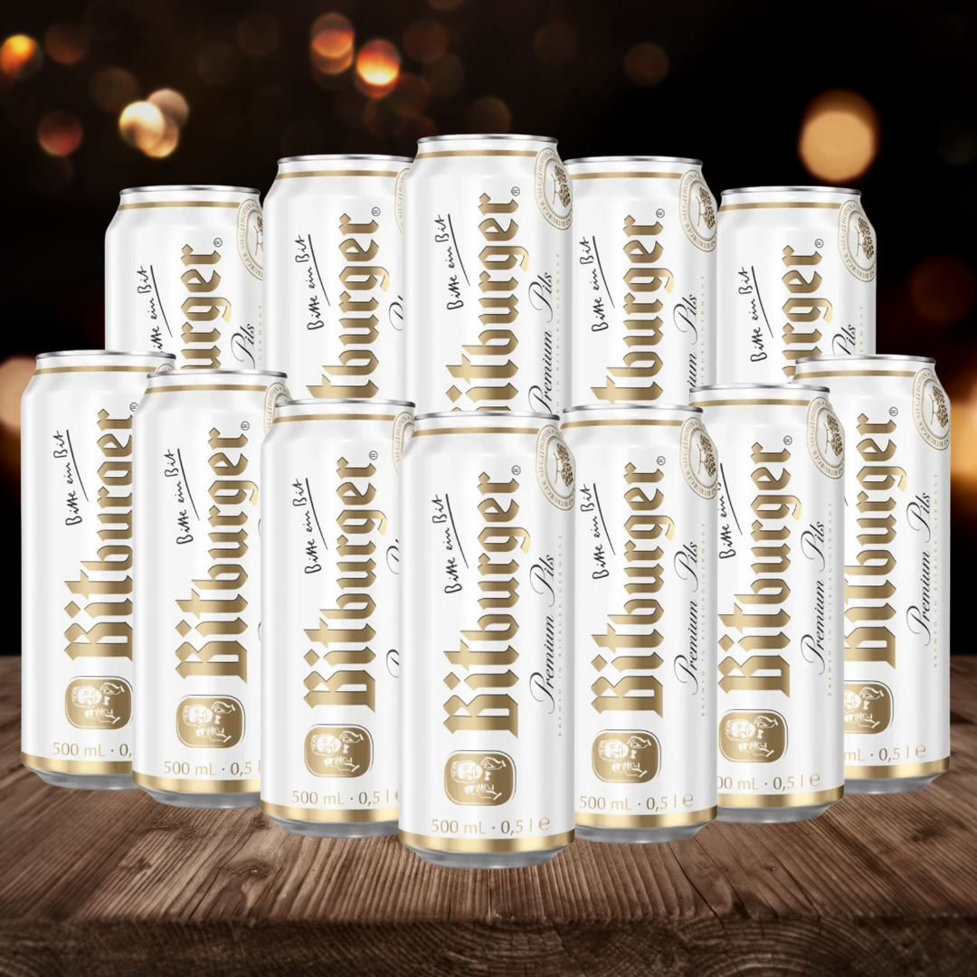 Bitburger Pilsner Premium German Lager 500ml Cans - 4.8% ABV (12 Pack) - BEERHUNTER