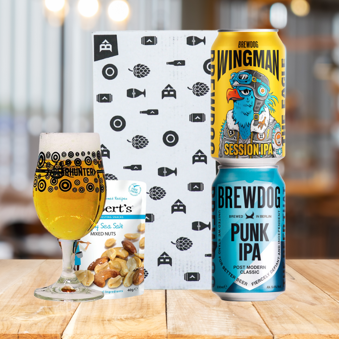 Brewdog Craft Beer 2 Can Gift Set with Beerhunter Glass (330ml Cans)