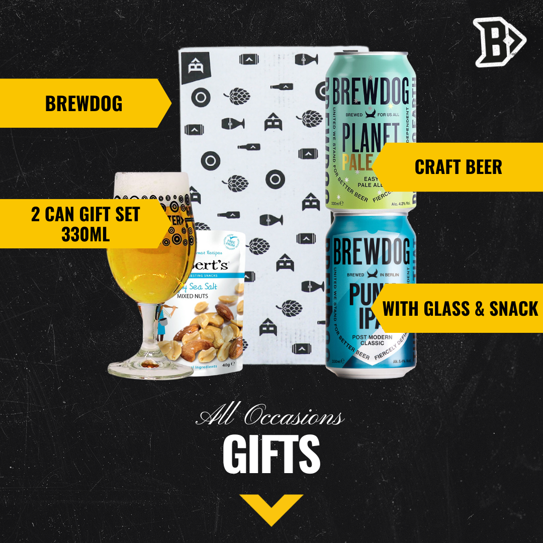 Brewdog Craft Beer 2 Can Gift Set with Beerhunter Glass 330ml Cans BEERHUNTER