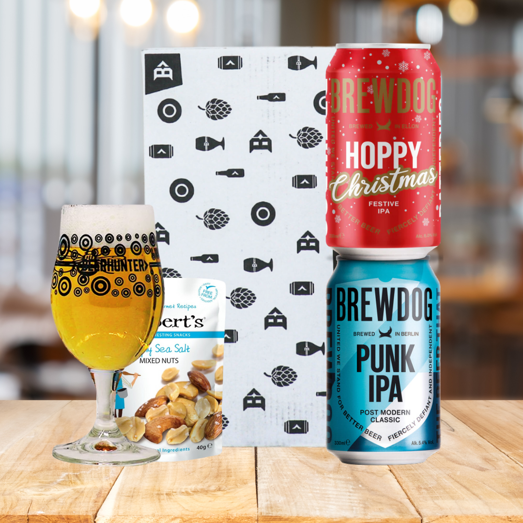 Brewdog Craft Beer 2 Can Gift Set with Beerhunter Glass (330ml Cans)