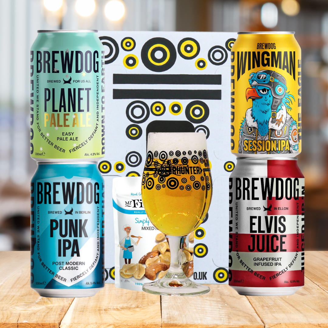 Brewdog UK Craft Beer 4 Can Gift Set with Branded Glass