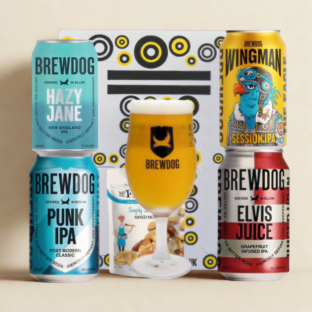 Brewdog UK Craft Beer 4 Can Gift Set with Brewdog Glass