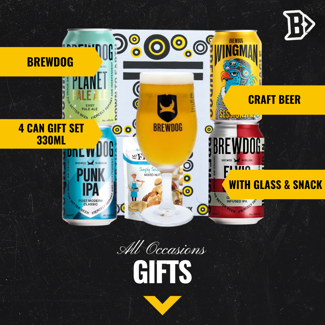Brewdog UK Craft Beer 4 Can Gift Set with Brewdog Glass - BEERHUNTER