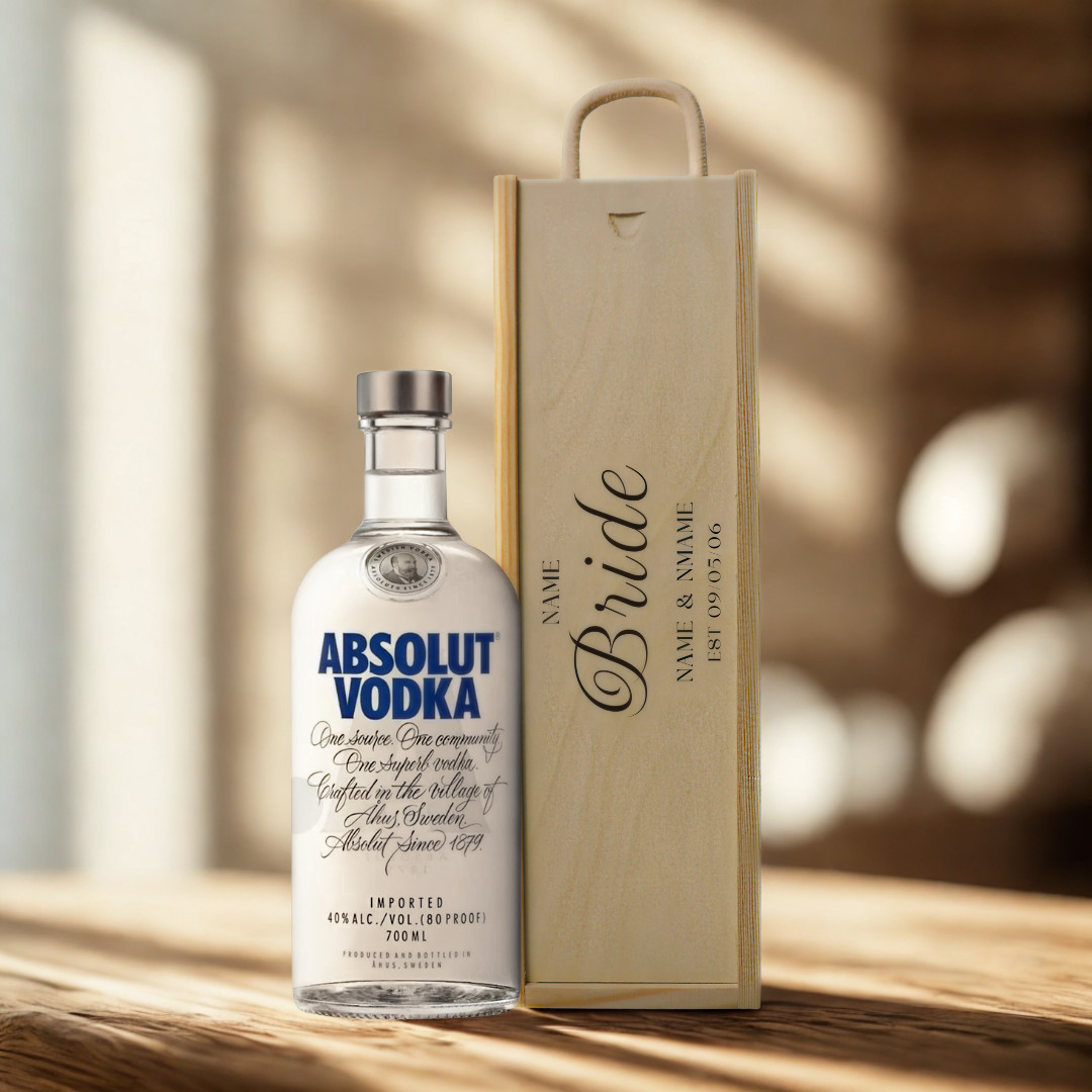 Personalised Bride Vodka Gift Set with Wooden Gift Box