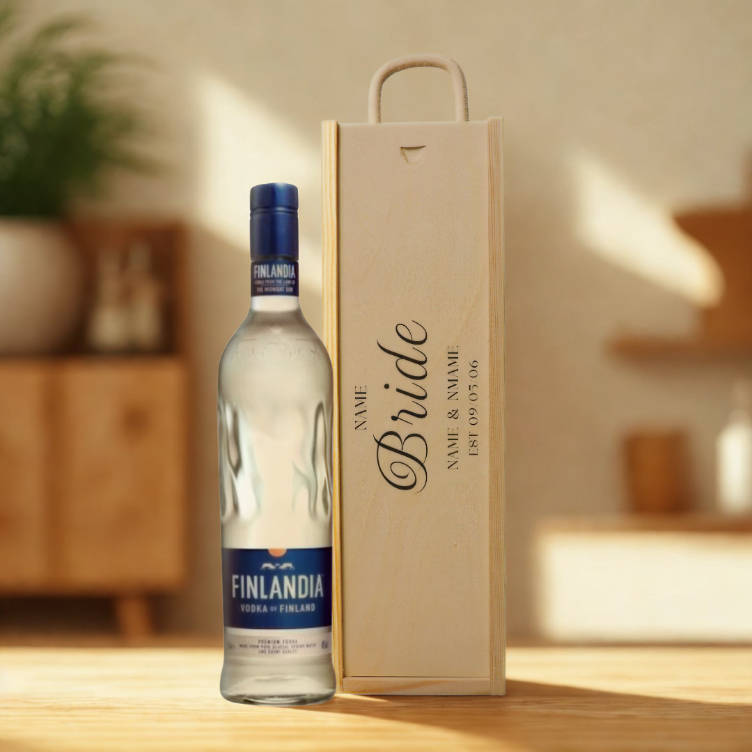 Personalised Bride Vodka Gift Set with Wooden Gift Box