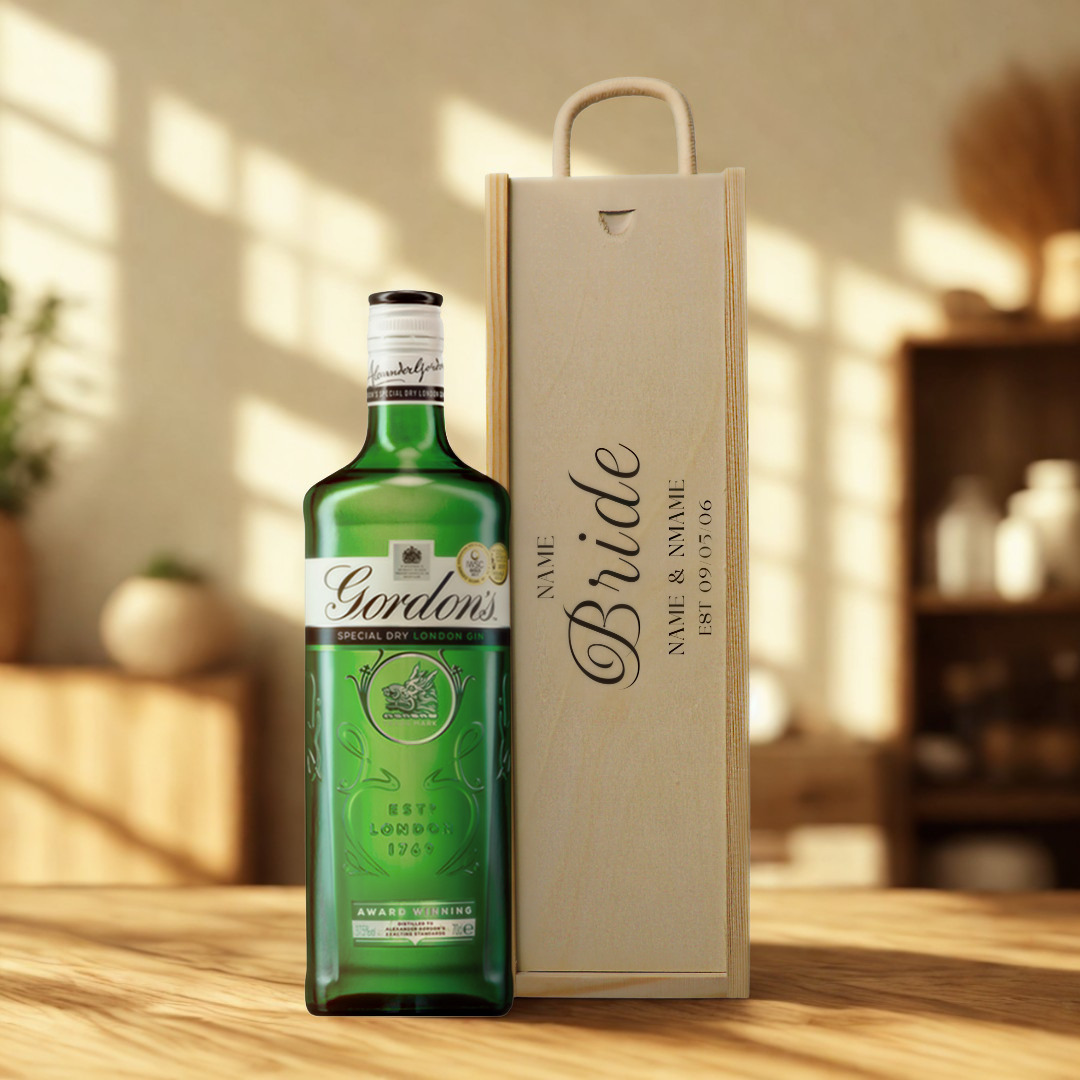 Personalised Bride Gin Gift Set with Wooden Presentation Box