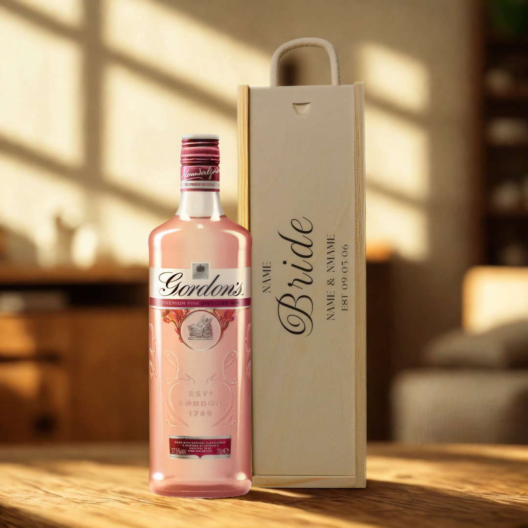 Personalised Bride Gin Gift Set with Wooden Presentation Box
