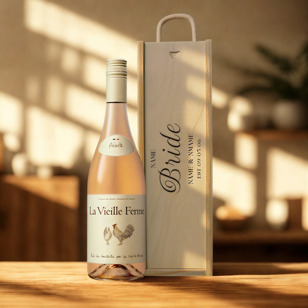 Personalised Bride Wine Gift Set with Wooden Presentation Box