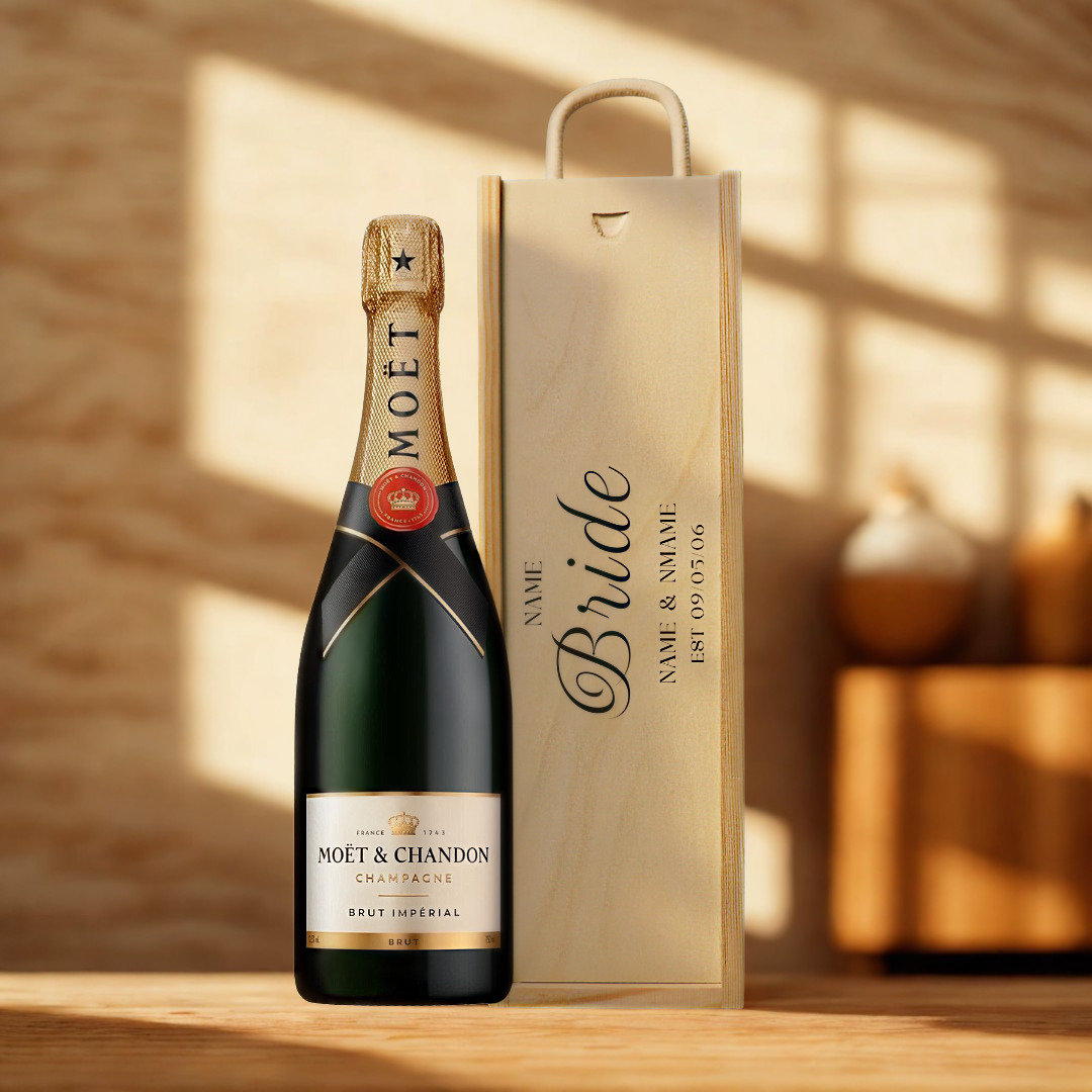 Personalised Bride Champagne & Sparkling Gift Set with Wooden Presentation Box