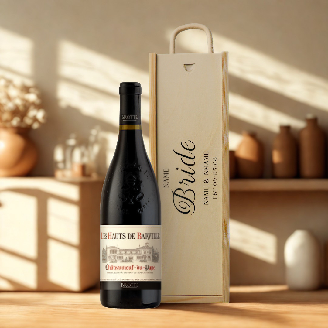 Personalised Bride Wine Gift Set with Wooden Presentation Box
