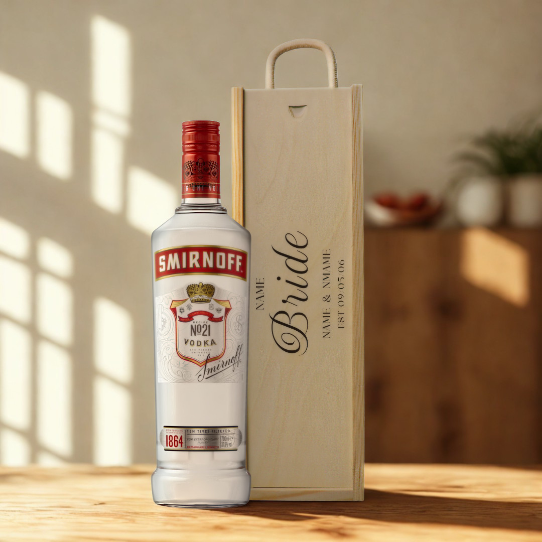 Personalised Bride Vodka Gift Set with Wooden Gift Box