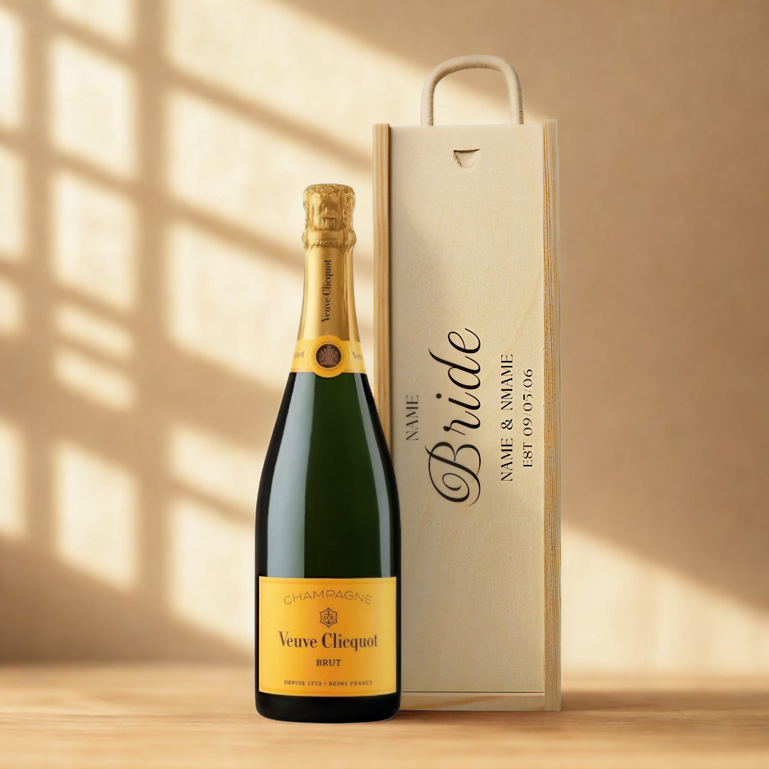 Personalised Bride Champagne & Sparkling Gift Set with Wooden Presentation Box
