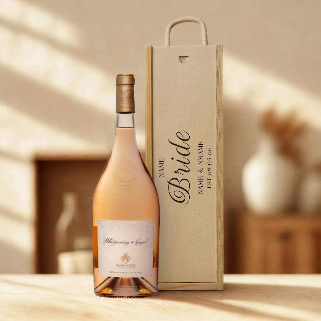 Personalised Bride Wine Gift Set with Wooden Presentation Box