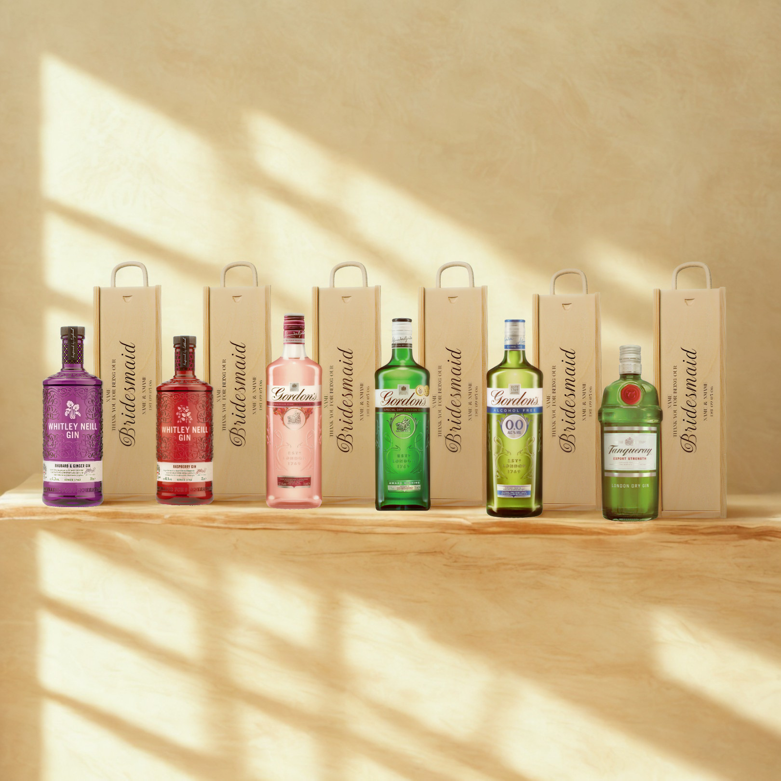 Personalised Bridesmaid Gin Gift Set with Wooden Presentation Box