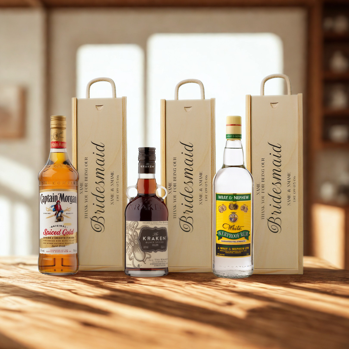 Personalised Bridesmiad Rum Gift Set with Wooden Presentation Box