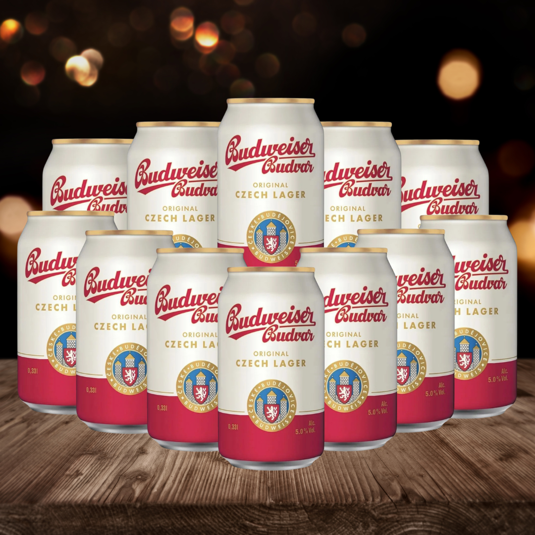 Budweiser Budvar Czech Lager 330ml Cans – 5% ABV (12 Pack) - BEERHUNTER