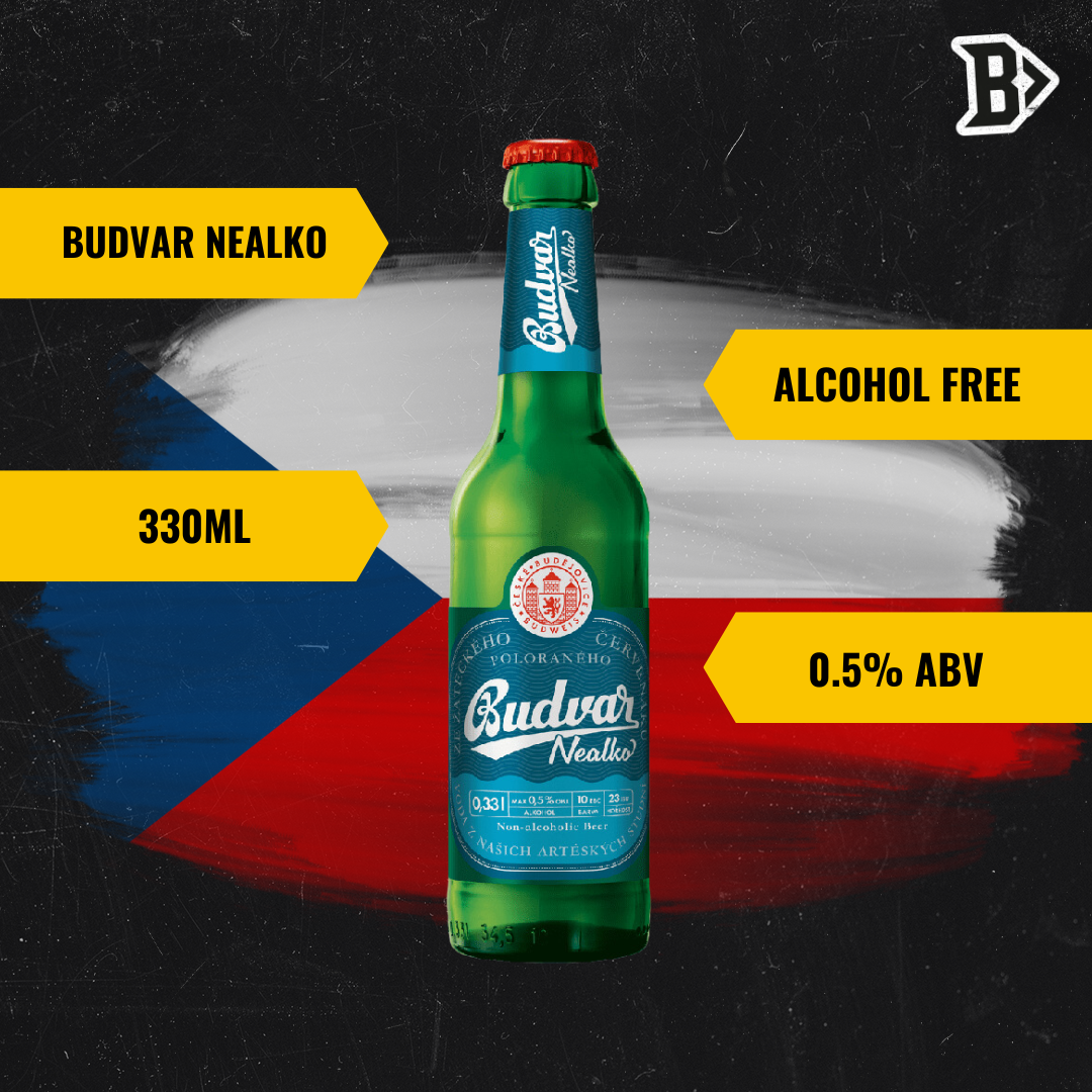 Budweiser Budvar Nealko Alcohol Free Czech Lager 330ml Bottles - 0.5% ABV (12 Pack) - BEERHUNTER