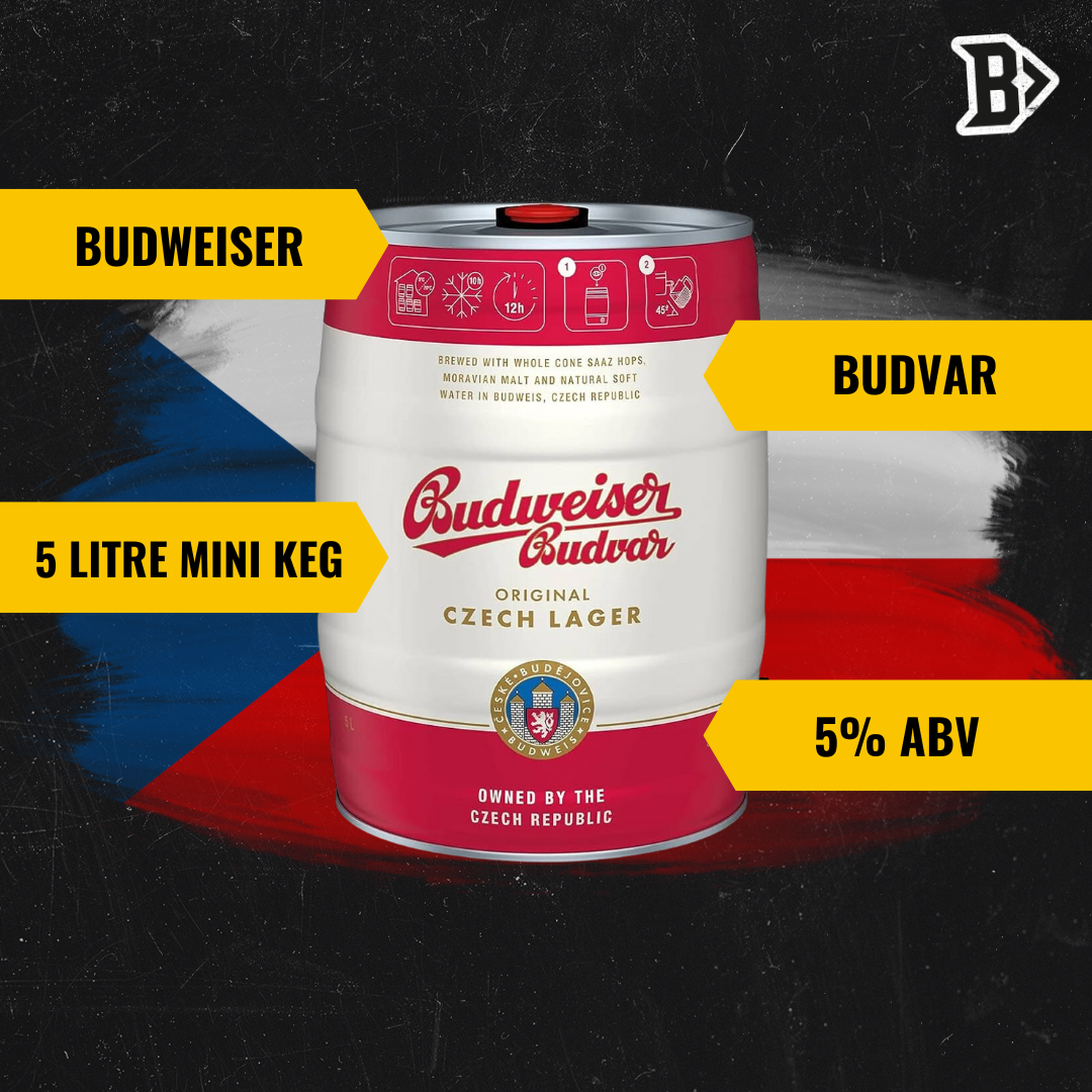 Budweiser Budvar Premium Czech Lager Single 5ltr Mini Keg - 5.0% ABV - BEERHUNTER