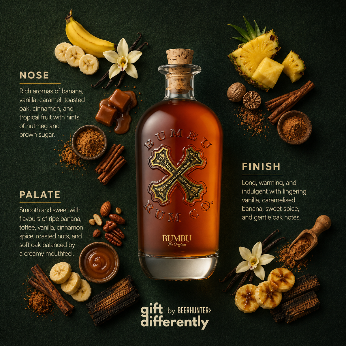 Personalised Bumbu Caribbean Rum &amp; Glass Gift Set in Wooden Presentation Box - 70cl