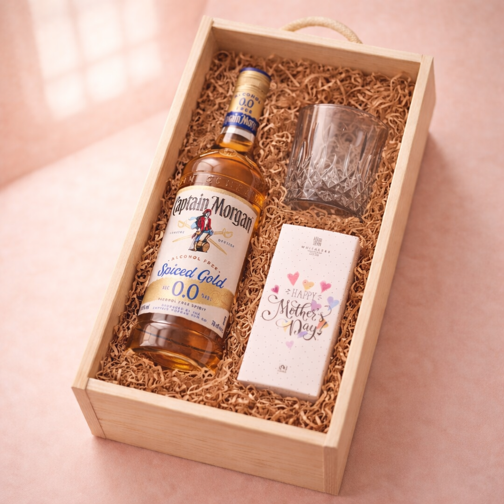 Mother’s Day Captain Morgan 0.0% Alcohol-Free with Glass & Chocolate